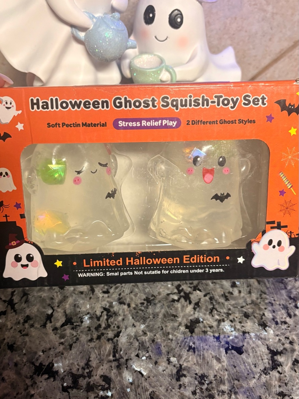 Halloween Girl and Boy Ghost Vaseline Texture Squishy Pack NIB